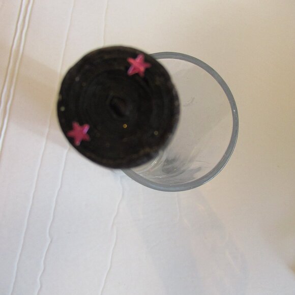 8" Flat sheet Bees Wax Candle. Black w/ Colourful Stars, Organic - Picture 3 of 6